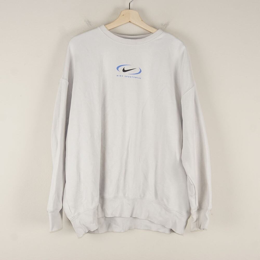 Nike Phoenix Fleece Oversized Crew Sweatshirt Beige Pullover Womens Sz XL